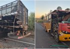 Colisão entre micro-ônibus e caminhão deixa dois feridos em Arceburgo