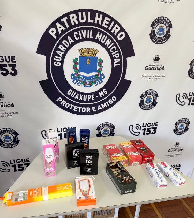 Suspeito é preso pela GCM após furtar lojas de doces, farmácia e eletrônicos em Guaxupé