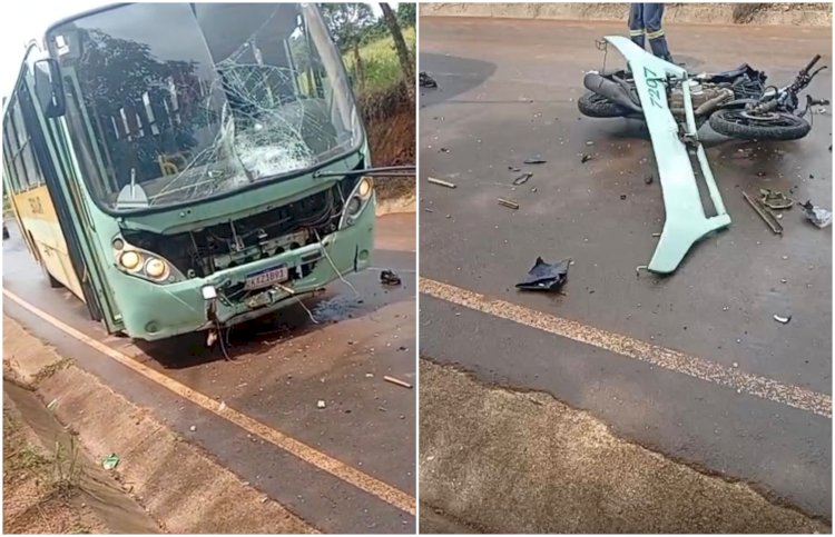 Motociclista de 19 anos morre em colisão frontal com ônibus escolar na zona rural de Nova Resende
