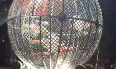Artistas de circo colidem entre si durante apresentação no “Globo da Morte” em Bauru