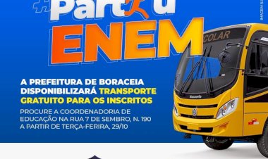 Boraceia fornece transporte gratuito para estudantes que vão prestar Enem