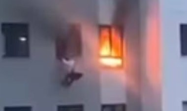 Homem pula de terceiro andar de prédio para escapar de incêndio