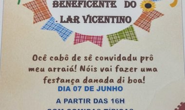 3º Arraiá Beneficente do Lar Vicentino acontece 07 de junho