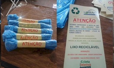 Coleta seletiva distribui sacolas para descarte exclusivo de recicláveis e incentiva população de Bariri a separar os resíduos às quartas-feiras