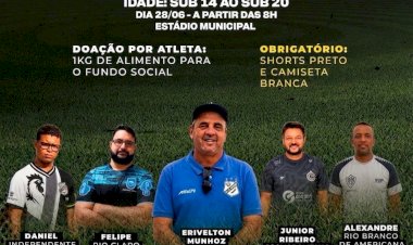 Domingo tem “peneira” no Faridão! Representantes de seis clubes de futebol avaliarão garotos de 8 a  20 anos em Bariri