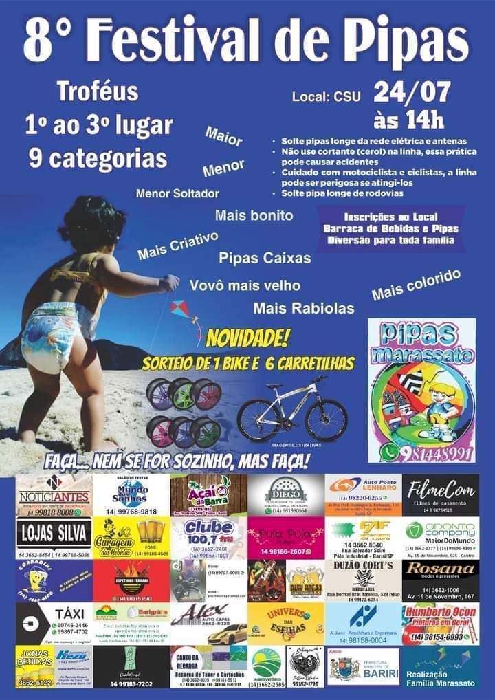 8º Festival de Pipas acontece neste domingo em Bariri
