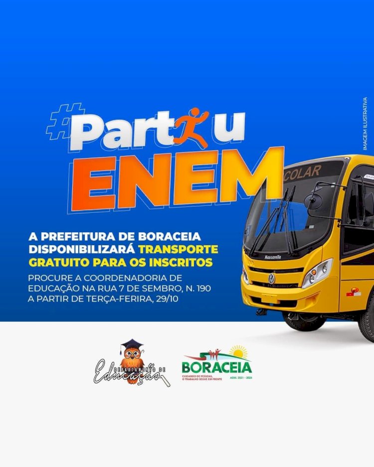 Boraceia fornece transporte gratuito para estudantes que vão prestar Enem