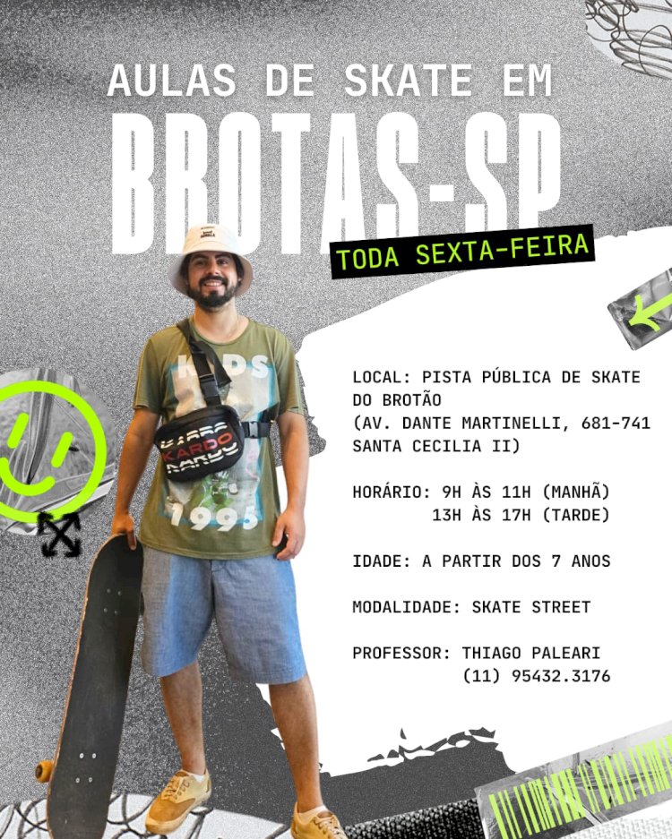 De Bariri para Brotas: Thiago Paleari promove aulas de Skate na Capital Nacional do Turismo de Aventura